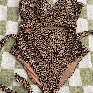 Aerie Leopard Print One Piece Swimsuit